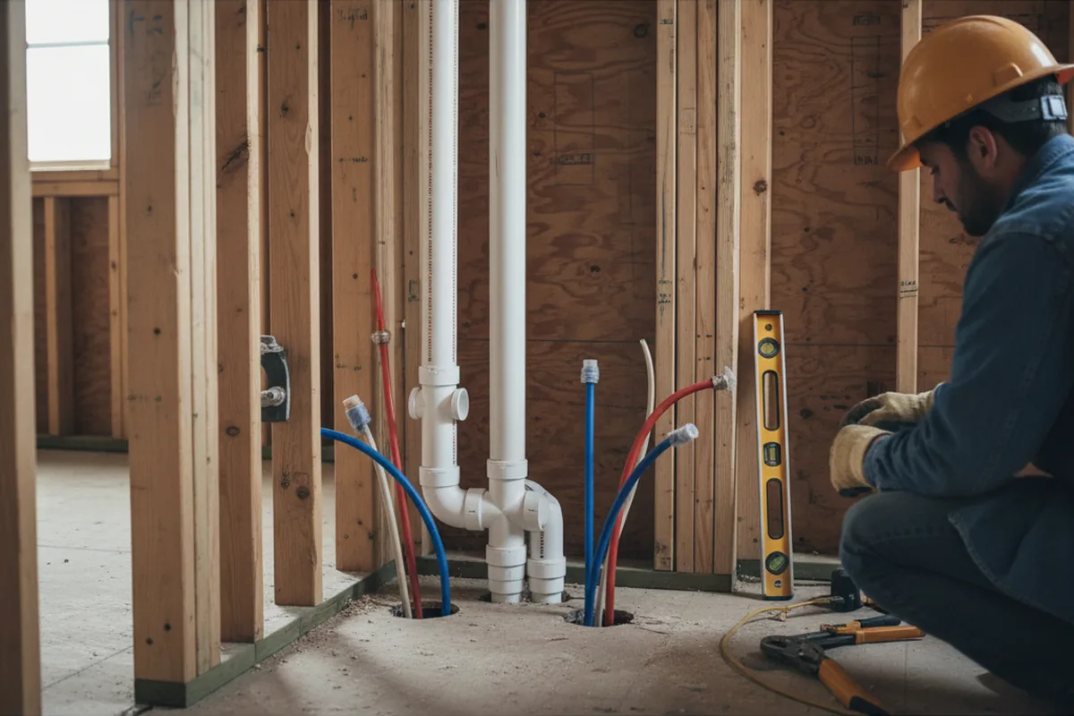 Drain and supply rough-in during Leak Detection in Fincastle