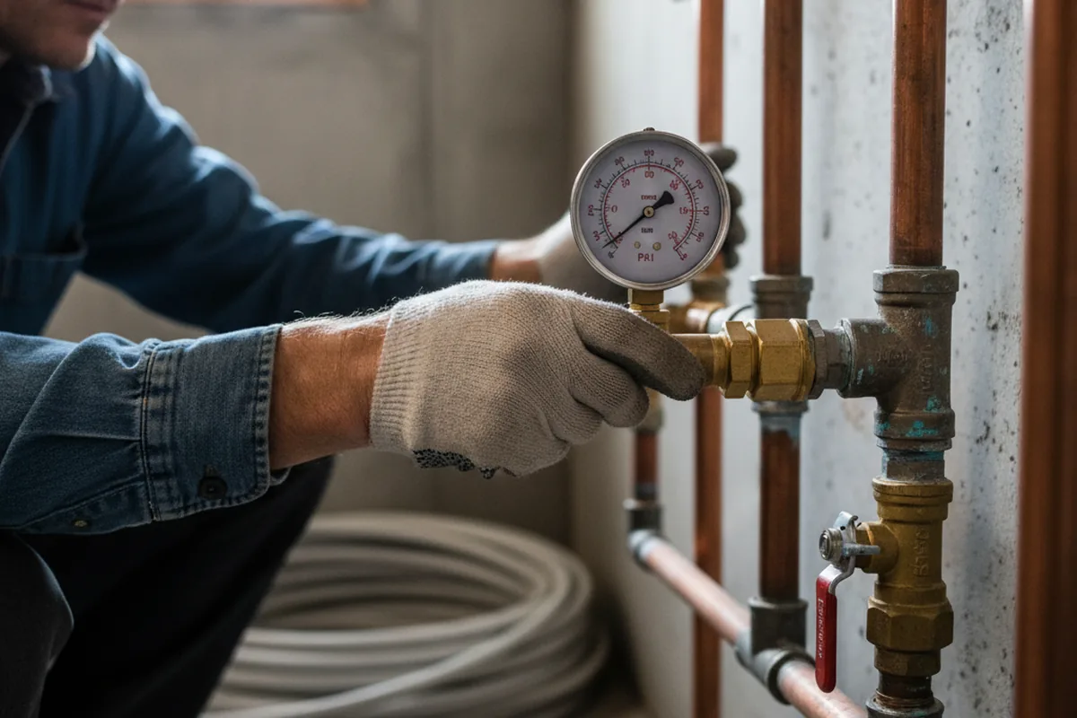 Pressure testing a repaired line during Water Line Repair in Fincastle